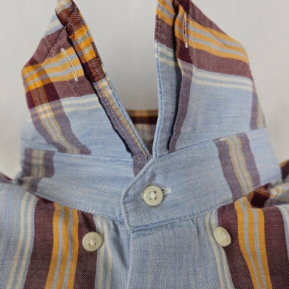 PETER MILLAR BUTTON-UP PLAID LONG SLEEVE DRESS SHIRT – SIZE LARGE - 100% COTTON - Picture 6 of 9